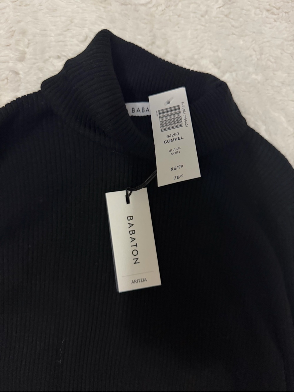 Babaton Black Ribbed Turtleneck knit long sleeve top